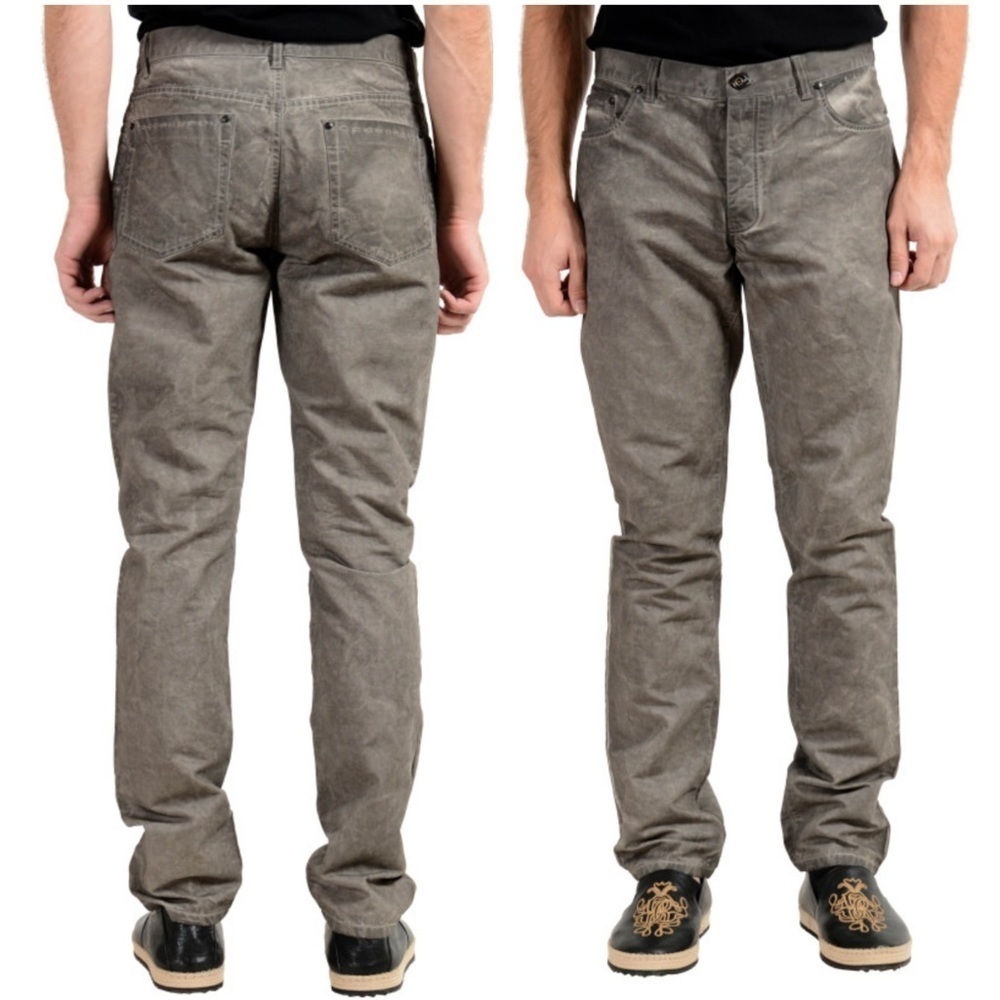 John Varvatos Men's Linen Faded Gray Slim Straight Jeans, size 34R